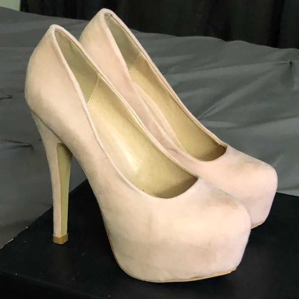 Blush Suede Platform Stiletto Heels